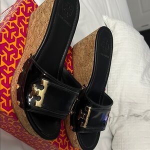 Tory Burch Black Wedge Shoes with Elegant Design